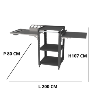 Pizzauunin pöydän mitat avattuna